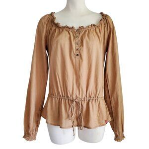 EDC by Esprit NWOT - Y2K Peasant Long Sleeve Earthy Tan Blouse Size L